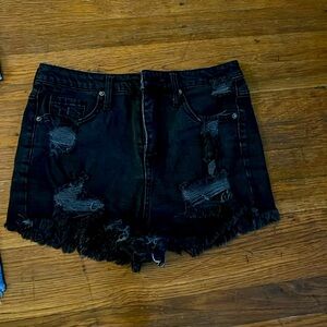Black jean shorts